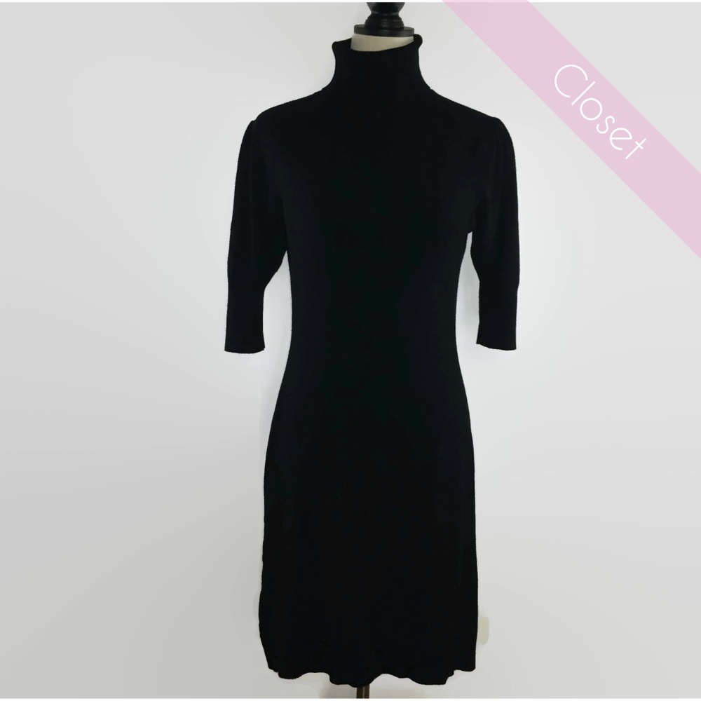 Y2K BCBG MaxAzira Black Turtle Neck Knit Dress M